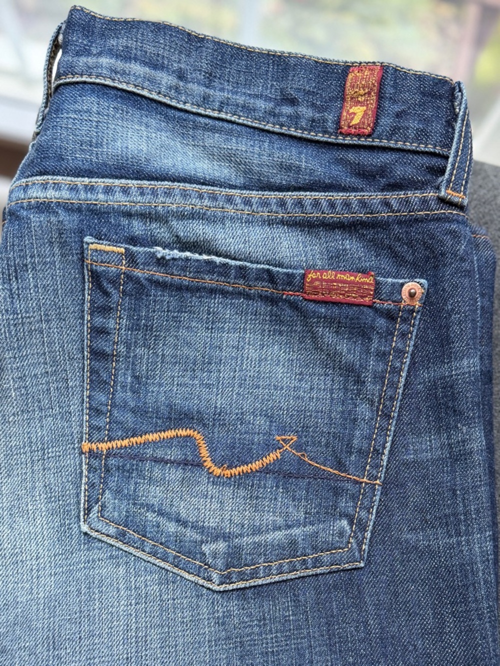 7 For All Mankind Mid Rise Bootcut Jeans Dark Blue Size 29 Long Inseam